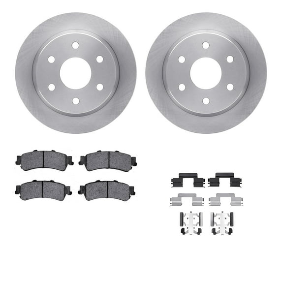Dynamic Friction Company Rear Brake Rotors with Heavy Duty Brake Pads includes Hardware 6212-48013