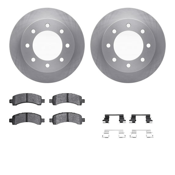 Dynamic Friction Company Rear Brake Rotors with Heavy Duty Brake Pads includes Hardware 6212-48026