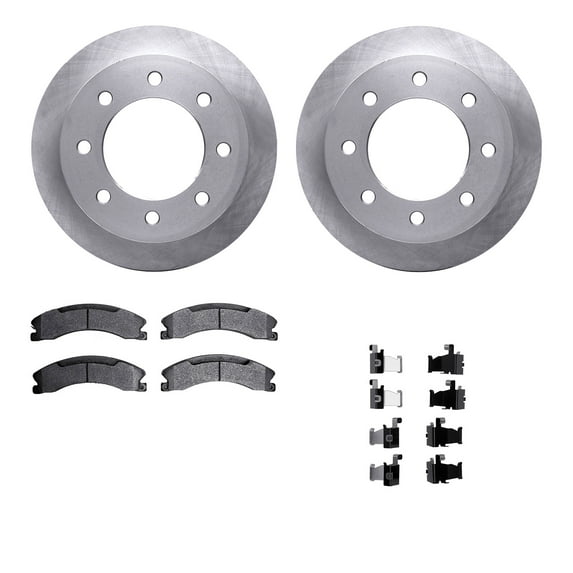 Dynamic Friction Company Rear Brake Rotors with Heavy Duty Brake Pads includes Hardware 6212-48073