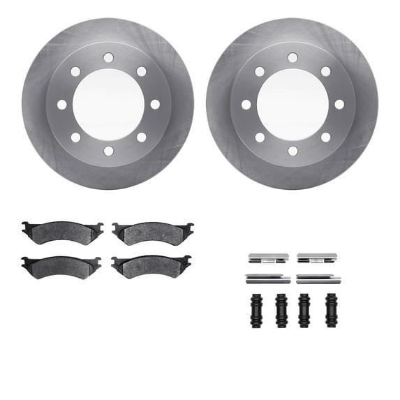 Dynamic Friction Company Rear Brake Rotors with Heavy Duty Brake Pads includes Hardware 6212-99465