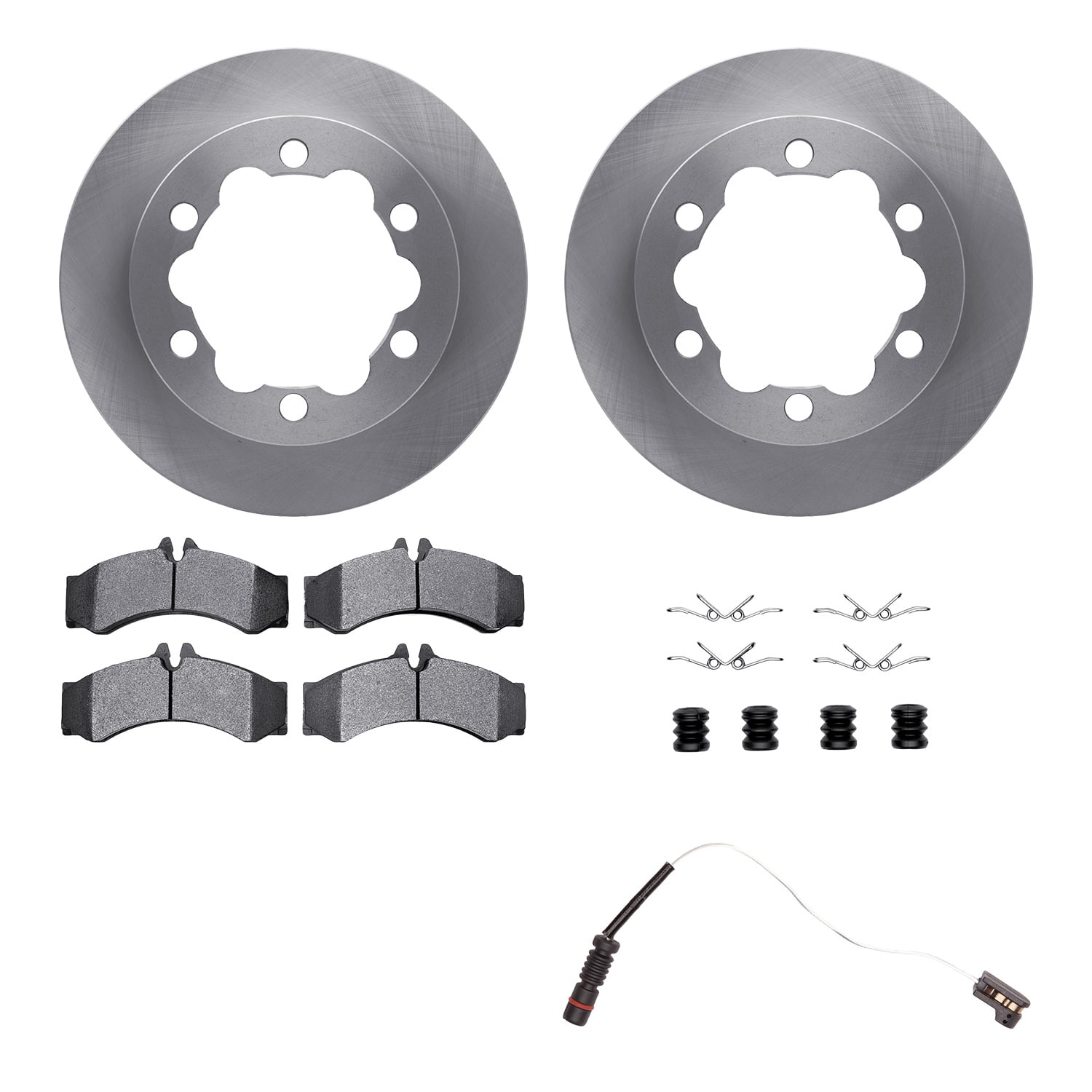 Dynamic Friction Company Rear Brake Rotors with Heavy Duty Brake Pads includes Sensor and Hardware 6222-40011