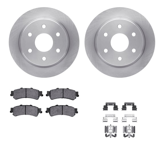 Dynamic Friction Company Rear Brake Rotors with Ultimate Duty Performance Brake Pads includes Hardware 6412-48068