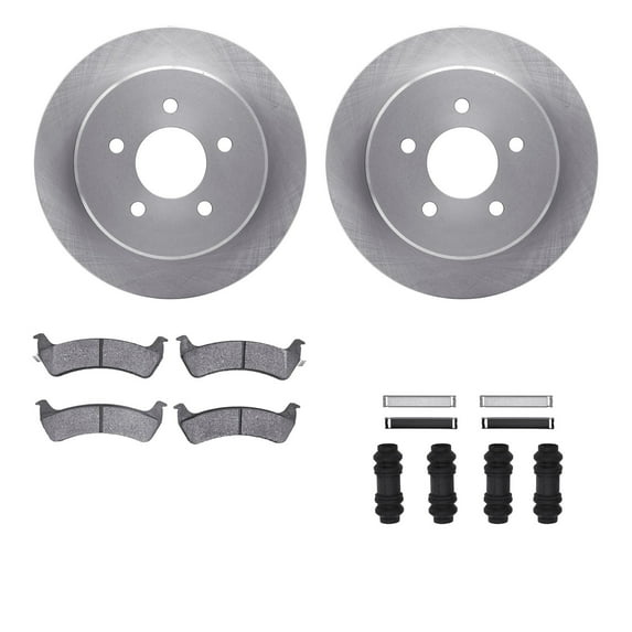 Dynamic Friction Company Rear Brake Rotors with Ultimate Duty Performance Brake Pads includes Hardware 6412-54089