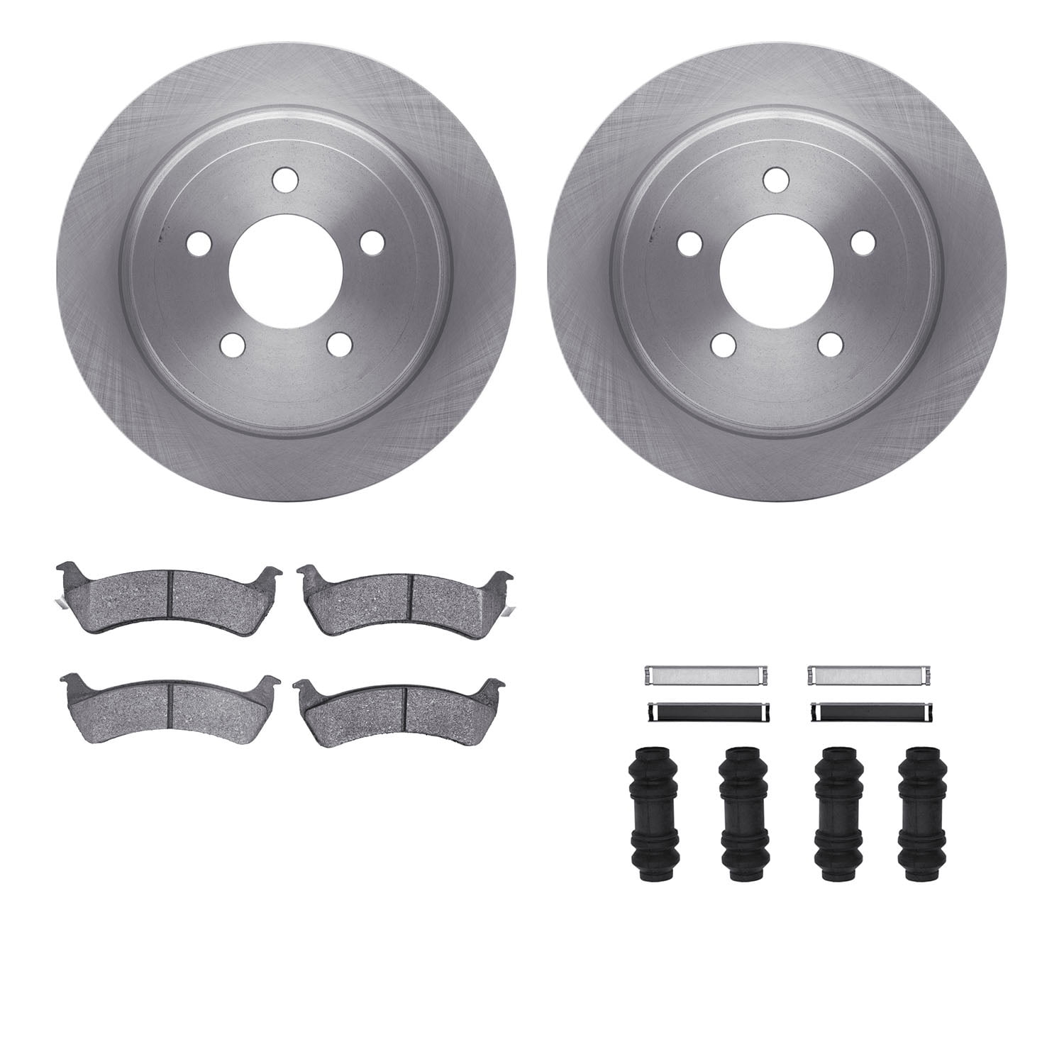 Dynamic Friction Company Rear Brake Rotors with Ultimate Duty Performance Brake Pads includes Hardware 6412-54206