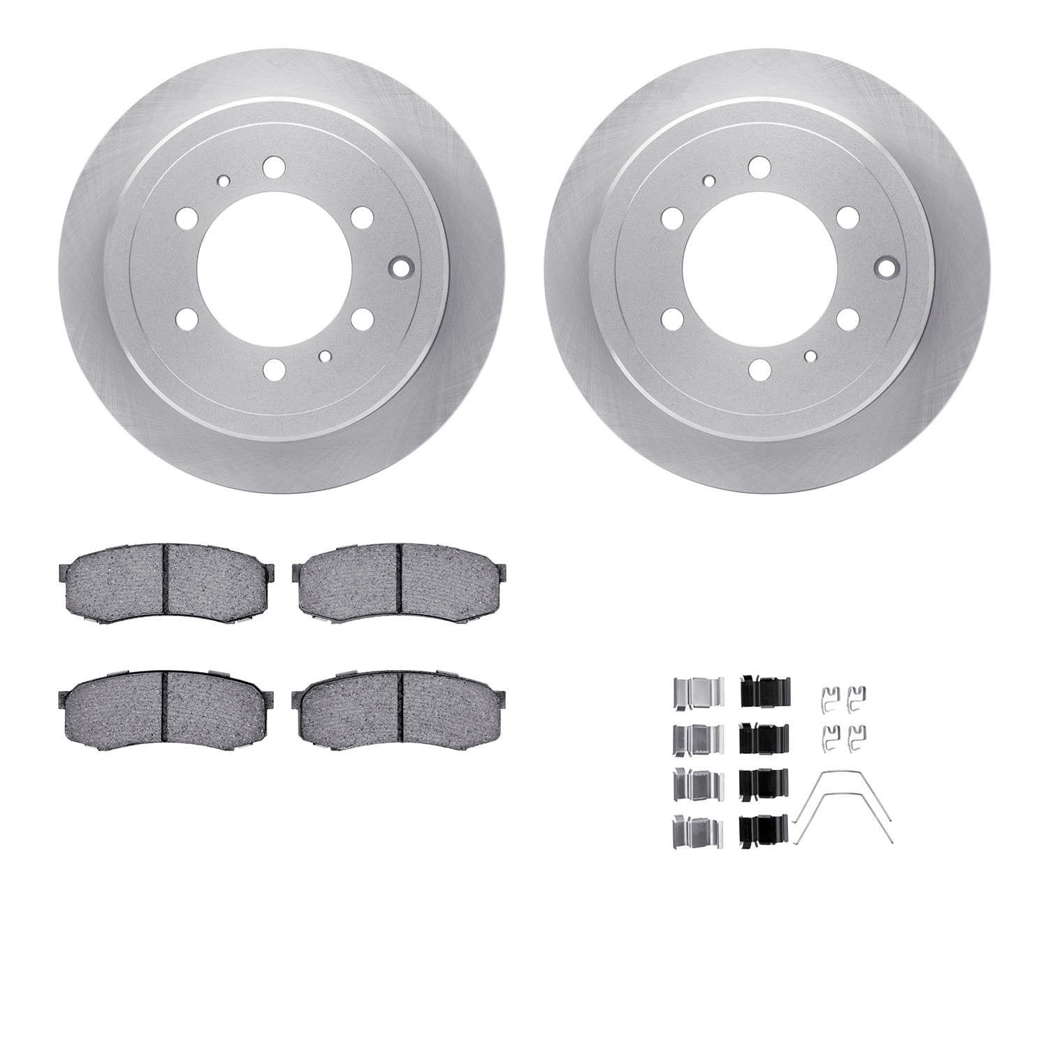 Dynamic Friction Company Rear Brake Rotors with Ultimate Duty Performance Brake Pads includes Hardware 6412-76025