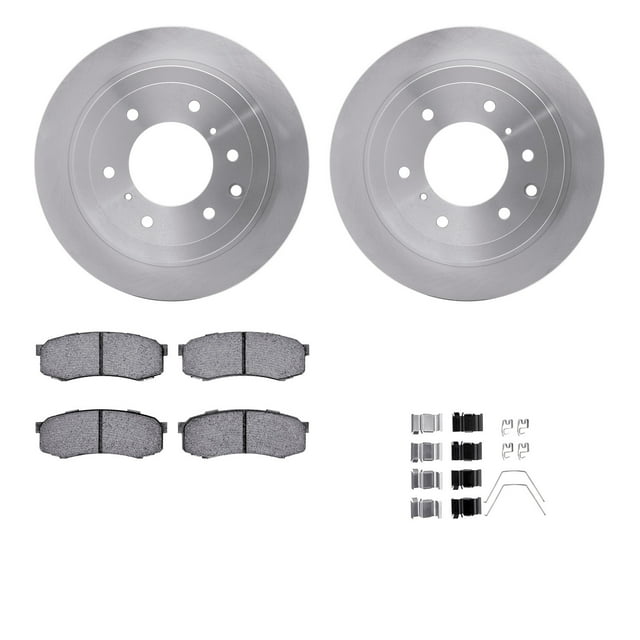 Dynamic Friction Company Rear Brake Rotors with Ultimate Duty Performance Brake Pads includes Hardware 6412-92007