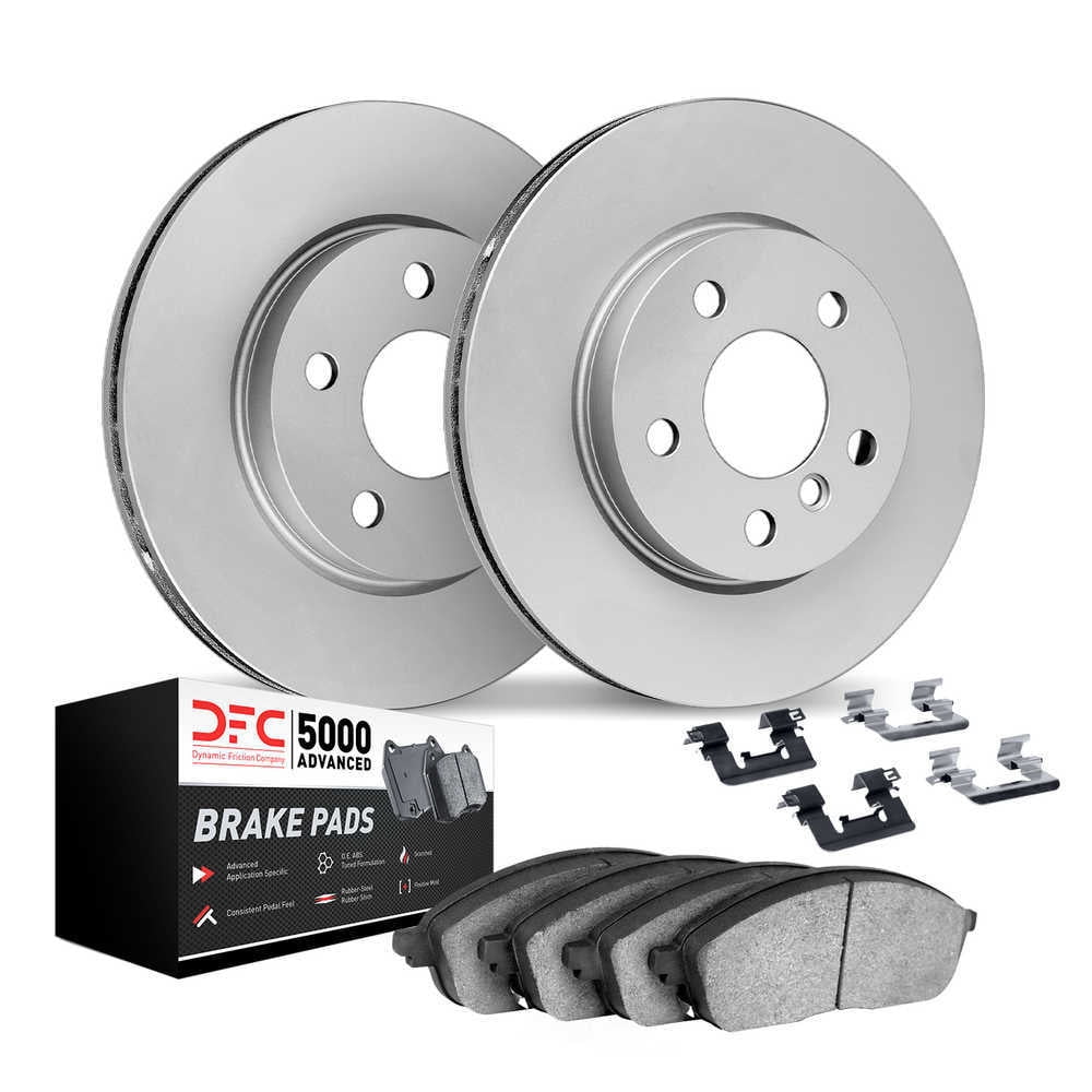 Dynamic Friction Company 9512-11023 Rear Geomet Brake Rotors with 5000 Advanced Brake Pads includes Hardware Fits select:2020 Land Rover Range
