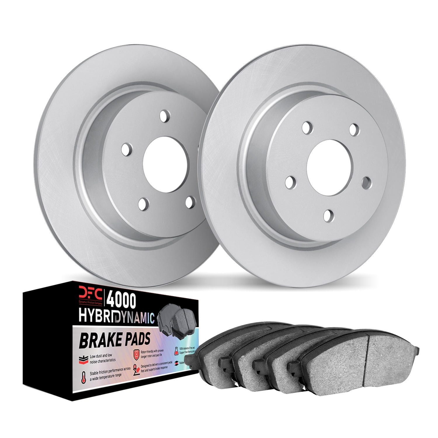 Dynamic Friction Company Rear Geospec Brake Rotors Kit | 4000 HybriDynamic Brake Pads 4802-21026