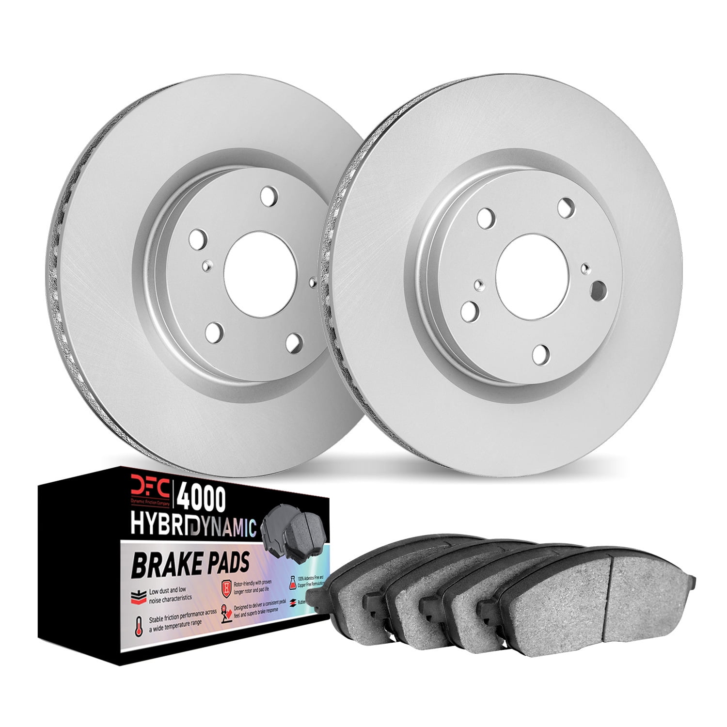 Dynamic Friction Company Rear Geospec Brake Rotors Kit | 4000 HybriDynamic Brake Pads 4802-74017