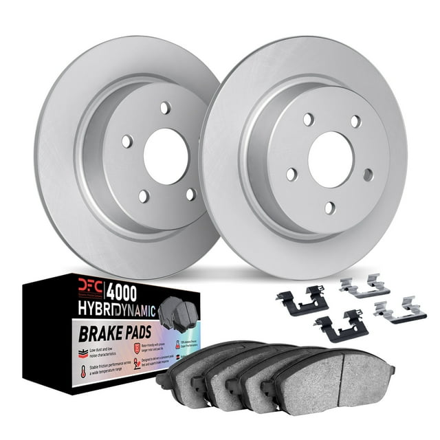 Dynamic Friction Company Rear Geospec Brake Rotors Kit | 4000 HybriDynamic Brake Pads includes Hardware 4812-11022