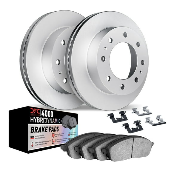 Dynamic Friction Company Rear Geospec Brake Rotors Kit | 4000 HybriDynamic Brake Pads includes Hardware 4812-54050