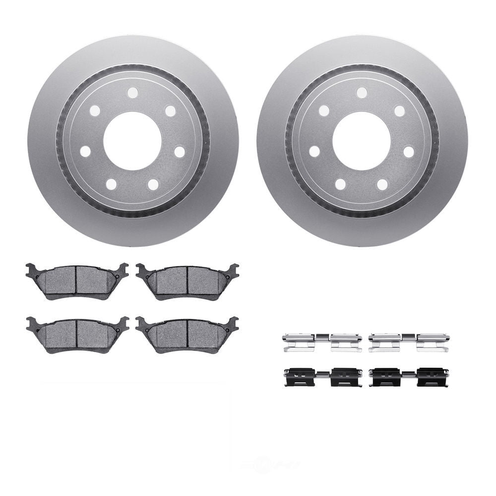 Dynamic Friction Company Rear Geospec Brake Rotors with 3000 Series Ceramic Brake Pads includes Hardware 4312-54120 Fits select: 2012-2014 FORD F150