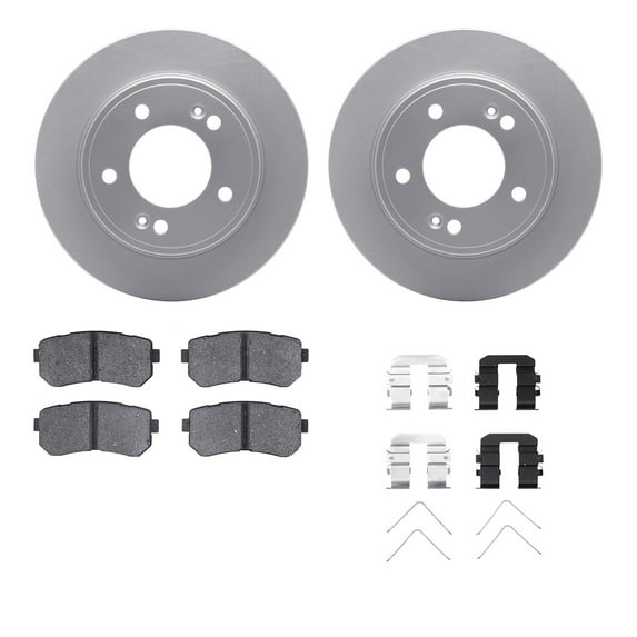 Dynamic Friction Company Rear Geospec Brake Rotors with 5000 Advanced Brake Pads includes Hardware 4512-03149