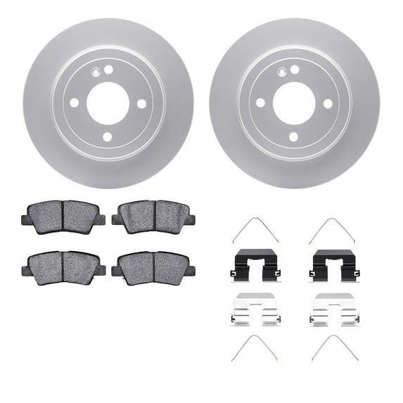 Dynamic Friction Company Rear Geospec Brake Rotors with 5000 Advanced Brake Pads includes Hardware 4512-03162