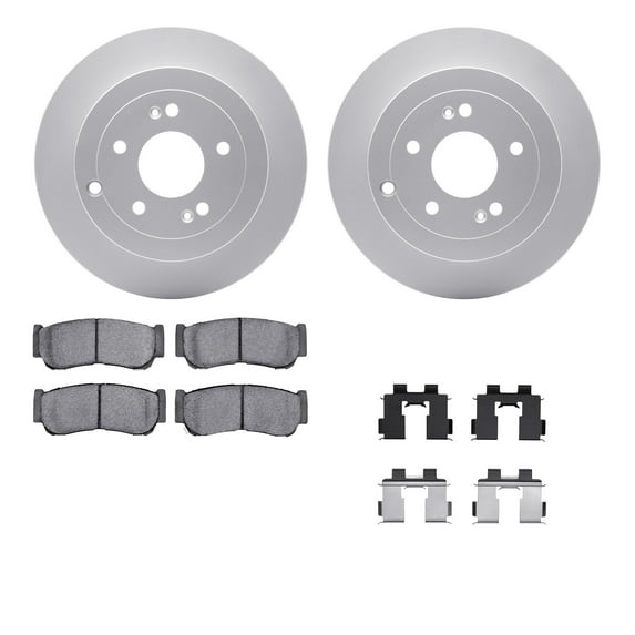 Dynamic Friction Company Rear Geospec Brake Rotors with 5000 Advanced Brake Pads includes Hardware 4512-03169