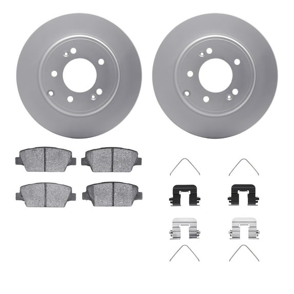Dynamic Friction Company Rear Geospec Brake Rotors with 5000 Advanced Brake Pads includes Hardware 4512-21079
