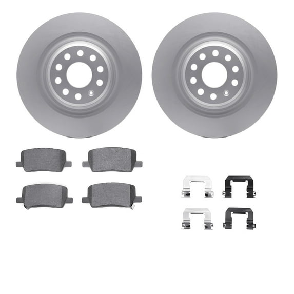 Dynamic Friction Company Rear Geospec Brake Rotors with 5000 Advanced Brake Pads includes Hardware 4512-26010