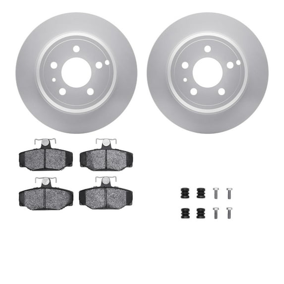 Dynamic Friction Company Rear Geospec Brake Rotors with 5000 Advanced Brake Pads includes Hardware 4512-27068