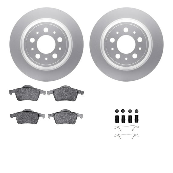 Dynamic Friction Company Rear Geospec Brake Rotors with 5000 Advanced Brake Pads includes Hardware 4512-27071