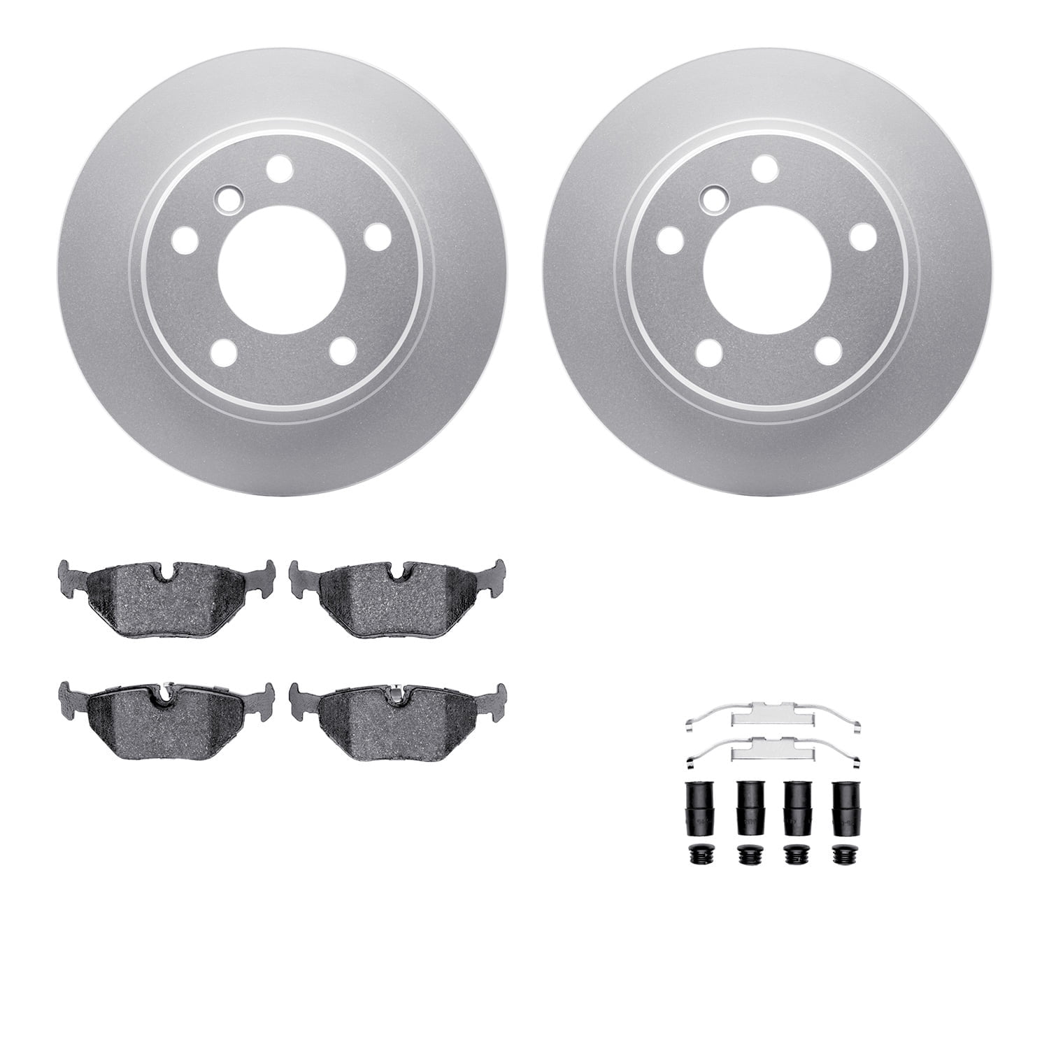 Dynamic Friction Company Rear Geospec Brake Rotors with 5000 Advanced Brake Pads includes Hardware 4512-31152