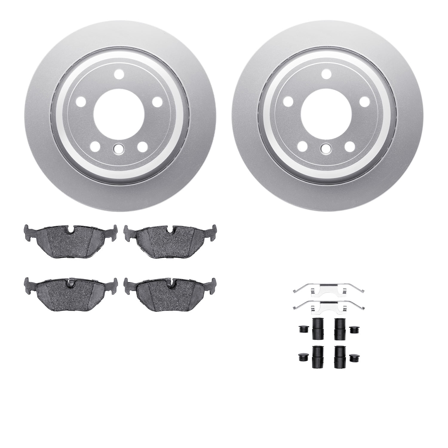 Dynamic Friction Company Rear Geospec Brake Rotors with 5000 Advanced Brake Pads includes Hardware 4512-31166