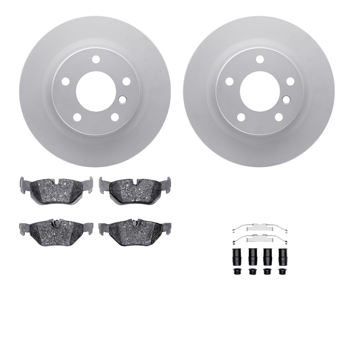 Dynamic Friction Company Rear Geospec Brake Rotors with 5000 Advanced Brake Pads includes Hardware 4512-31216