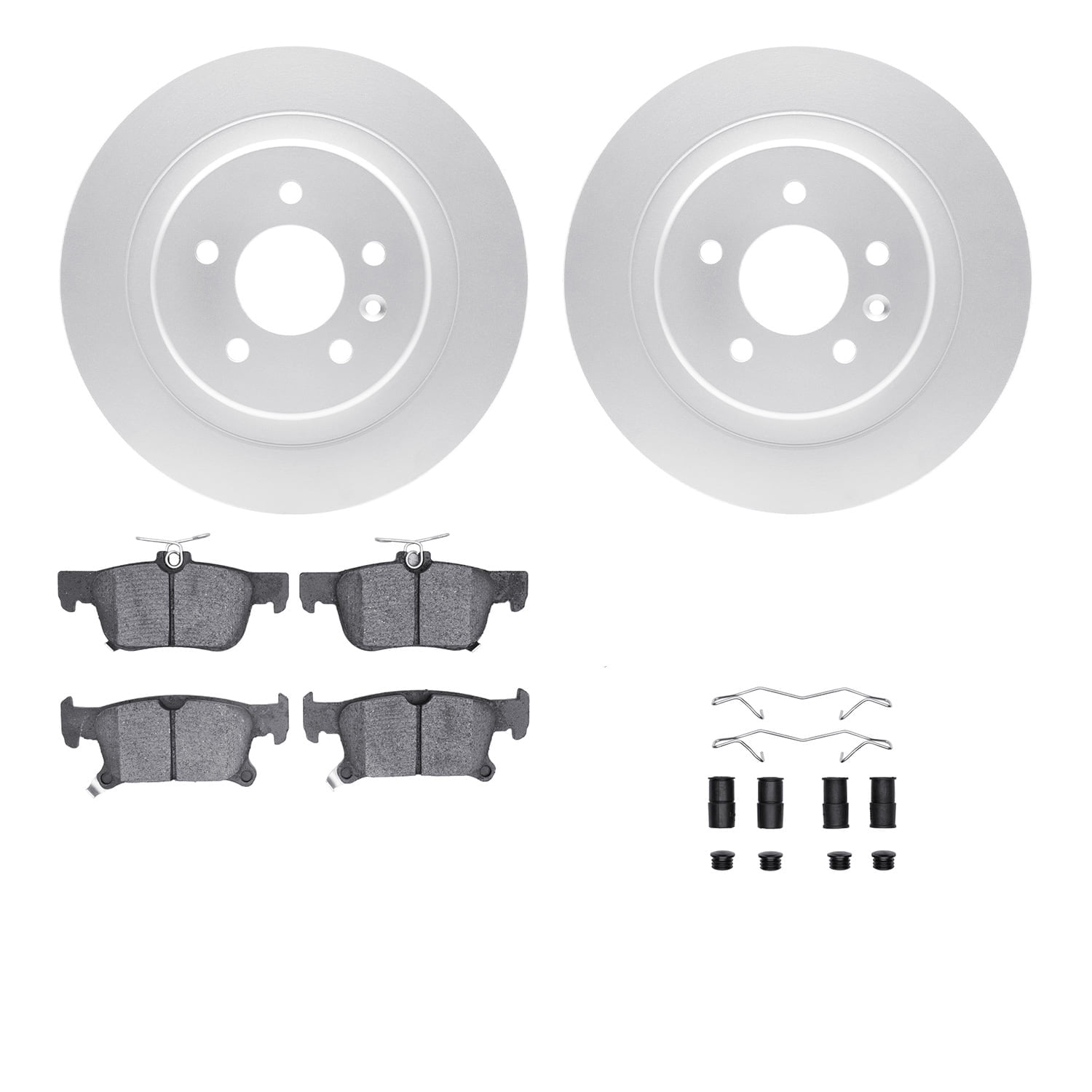 Dynamic Friction Company Rear Geospec Brake Rotors with 5000 Advanced Brake Pads includes Hardware 4512-45069