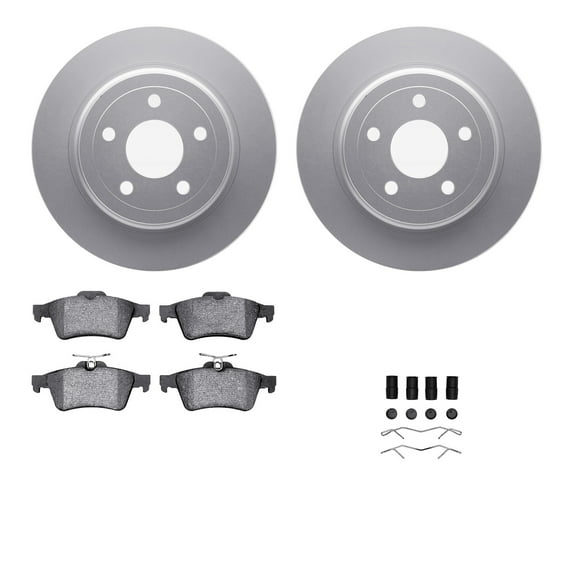 Dynamic Friction Company Rear Geospec Brake Rotors with 5000 Advanced Brake Pads includes Hardware 4512-47085