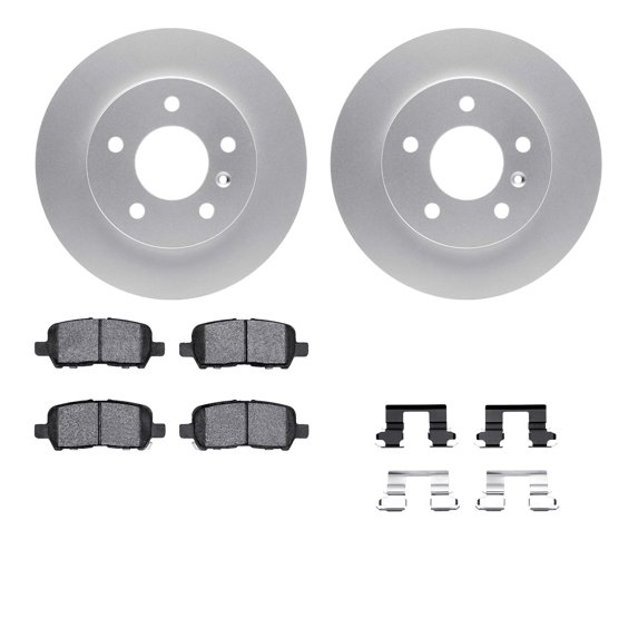 Dynamic Friction Company Rear Geospec Brake Rotors with 5000 Advanced Brake Pads includes Hardware 4512-47088