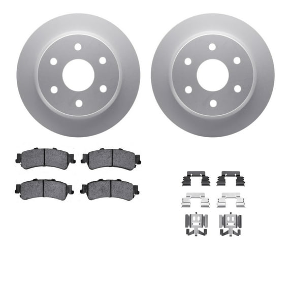 Dynamic Friction Company Rear Geospec Brake Rotors with 5000 Advanced Brake Pads includes Hardware 4512-48109