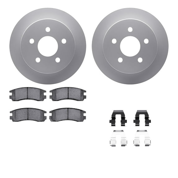 Dynamic Friction Company Rear Geospec Brake Rotors with 5000 Advanced Brake Pads includes Hardware 4512-52026