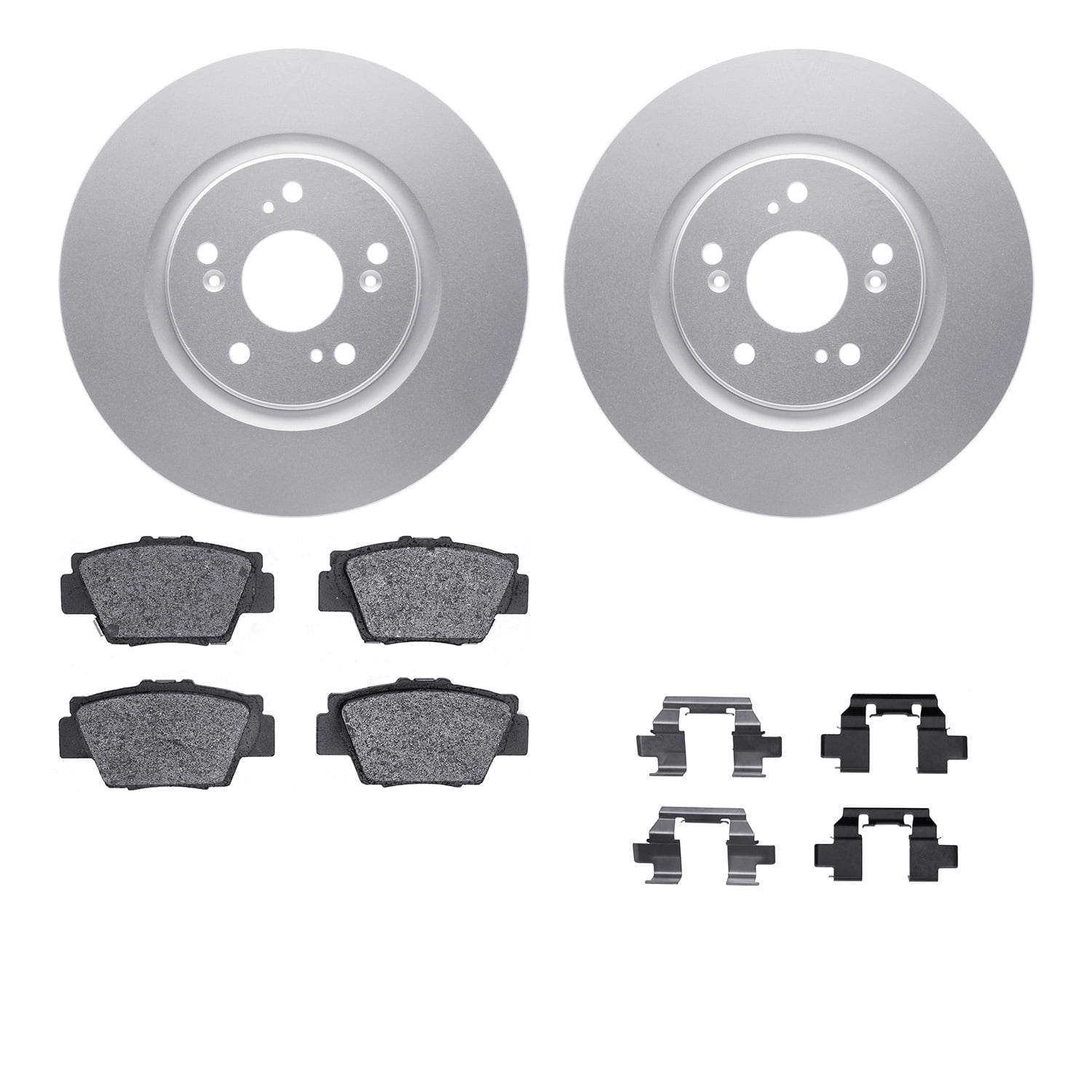 Dynamic Friction Company Rear Geospec Brake Rotors with 5000 Advanced Brake Pads includes Hardware 4512-58027