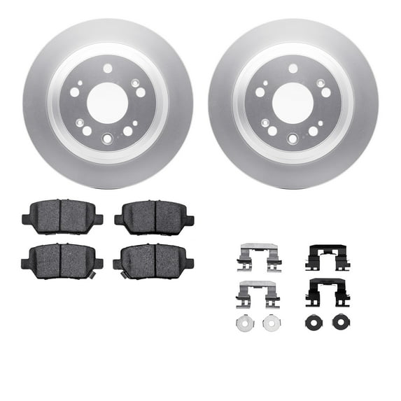 Dynamic Friction Company Rear Geospec Brake Rotors with 5000 Advanced Brake Pads includes Hardware 4512-58037