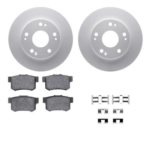 Dynamic Friction Company Rear Geospec Brake Rotors with 5000 Advanced Brake Pads includes Hardware 4512-59125