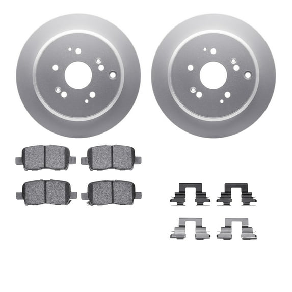 Dynamic Friction Company Rear Geospec Brake Rotors with 5000 Advanced Brake Pads includes Hardware 4512-59165