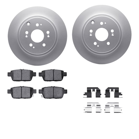 Dynamic Friction Company Rear Geospec Brake Rotors with 5000 Advanced Brake Pads includes Hardware 4512-59172