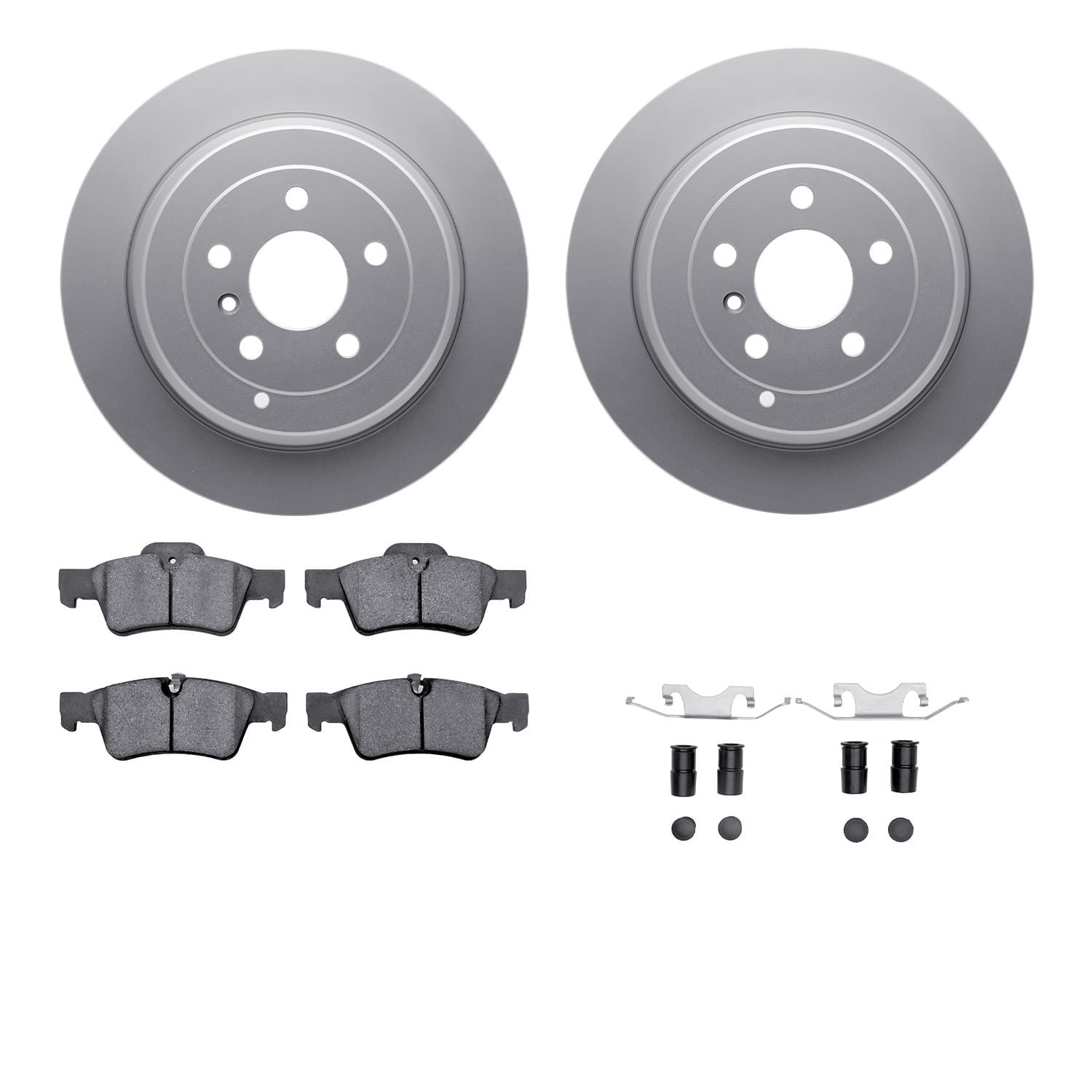 Dynamic Friction Company Rear Geospec Brake Rotors with 5000 Advanced Brake Pads includes Hardware 4512-63220