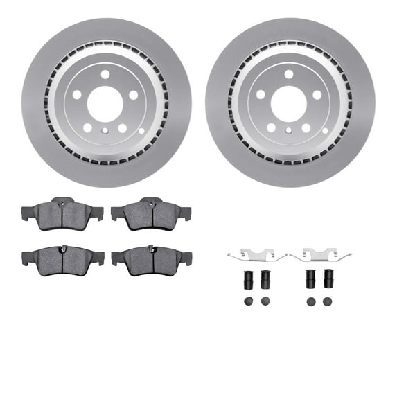 Dynamic Friction Company Rear Geospec Brake Rotors with 5000 Advanced Brake Pads includes Hardware 4512-63222