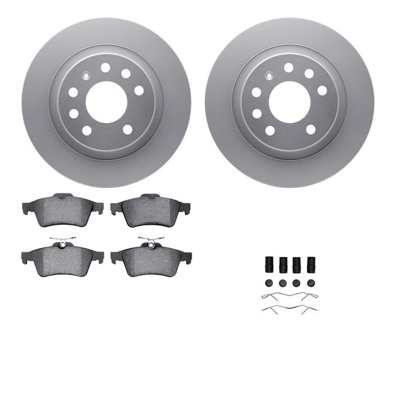 Dynamic Friction Company Rear Geospec Brake Rotors with 5000 Advanced Brake Pads includes Hardware 4512-65041