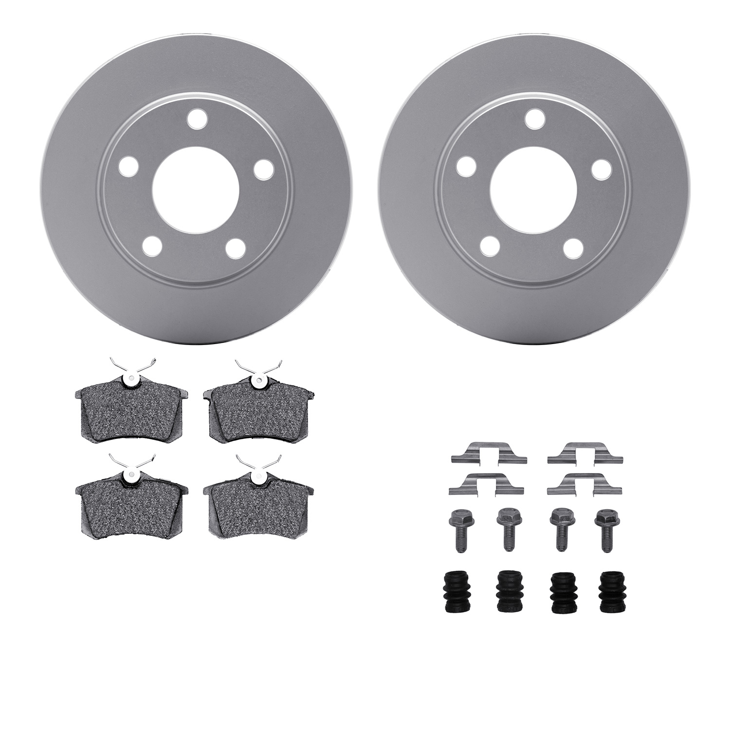 Dynamic Friction Company Rear Geospec Brake Rotors with 5000 Advanced Brake Pads includes Hardware 4512-73091