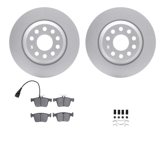 Dynamic Friction Company Rear Geospec Brake Rotors with 5000 Advanced Brake Pads includes Hardware 4512-73170