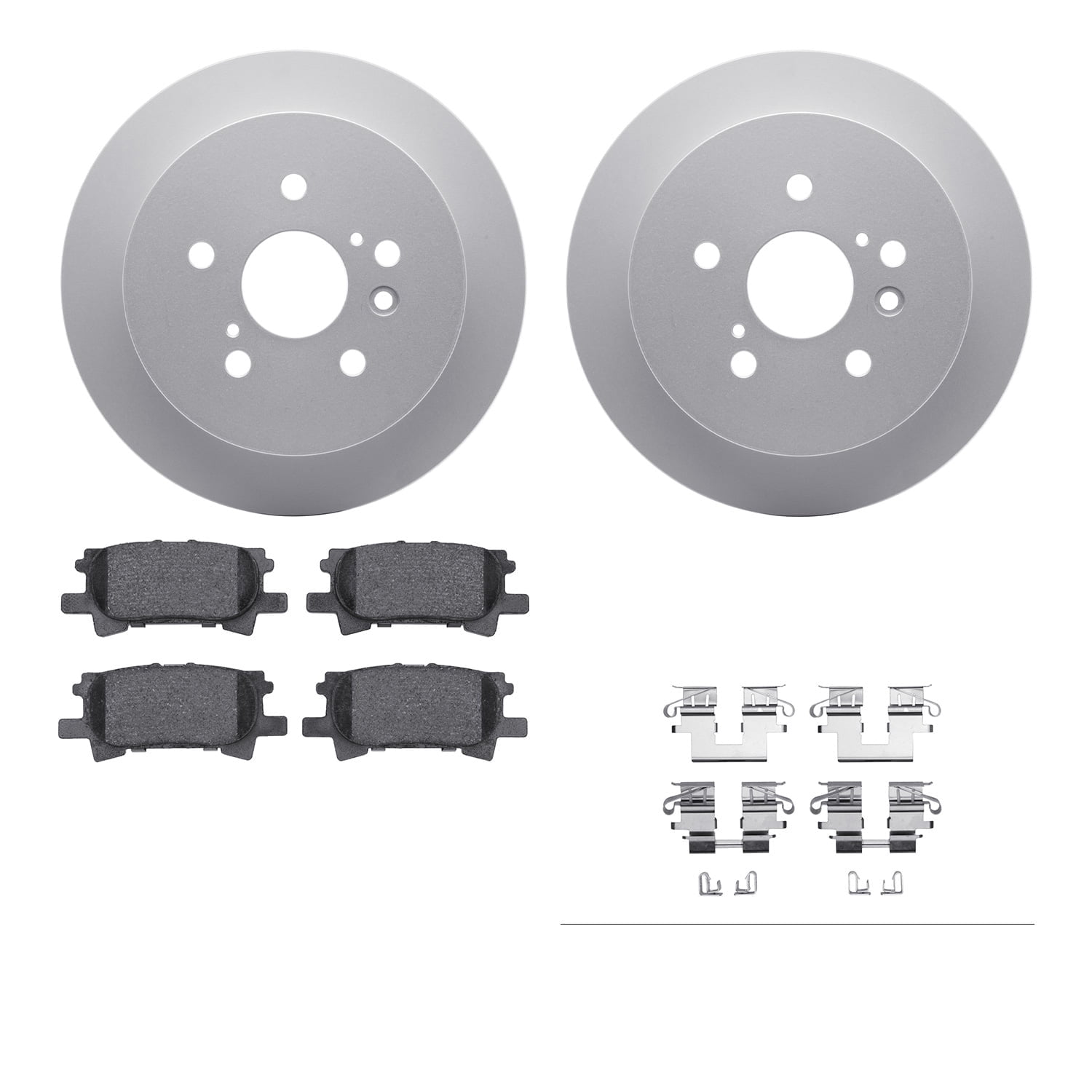 Dynamic Friction Company Rear Geospec Brake Rotors with 5000 Advanced Brake Pads includes Hardware 4512-76175