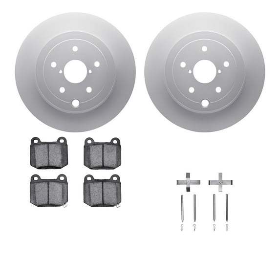 Dynamic Friction Company Rear Geospec Brake Rotors with 5000 Euro Ceramic Brake Pads includes Hardware 4612-13019