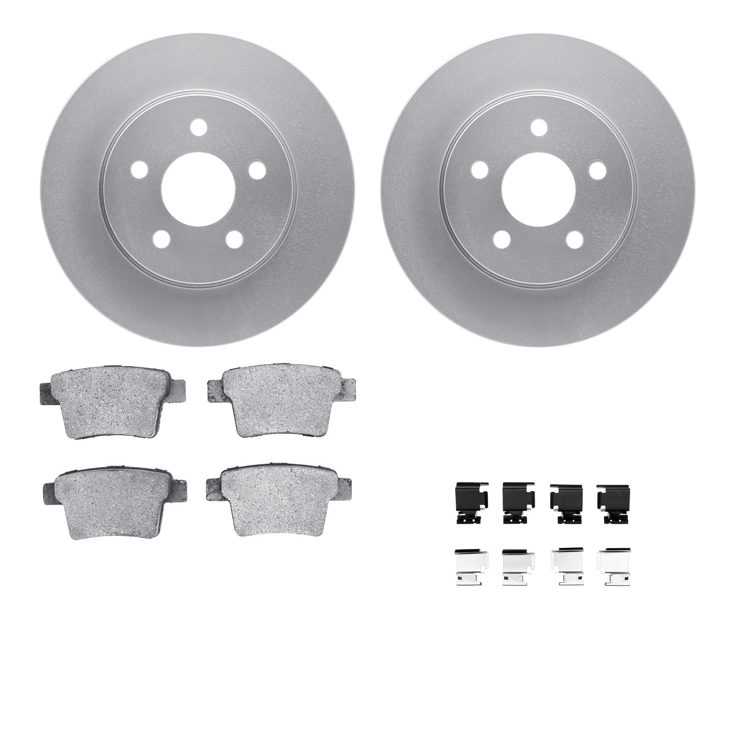 Dynamic Friction Company Rear Geospec Brake Rotors with 5000 Euro Ceramic Brake Pads includes Hardware 4612-20004