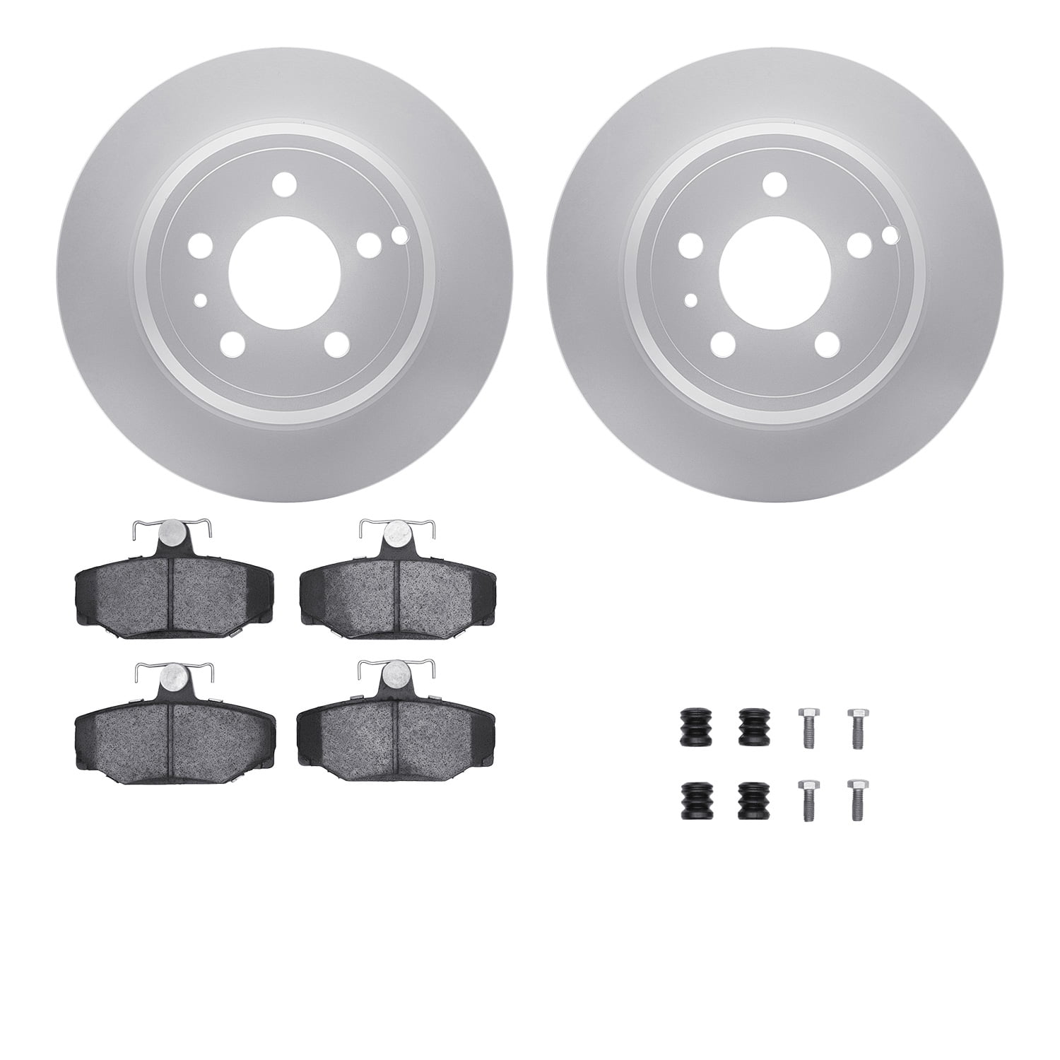 Dynamic Friction Company Rear Geospec Brake Rotors with 5000 Euro Ceramic Brake Pads includes Hardware 4612-27008
