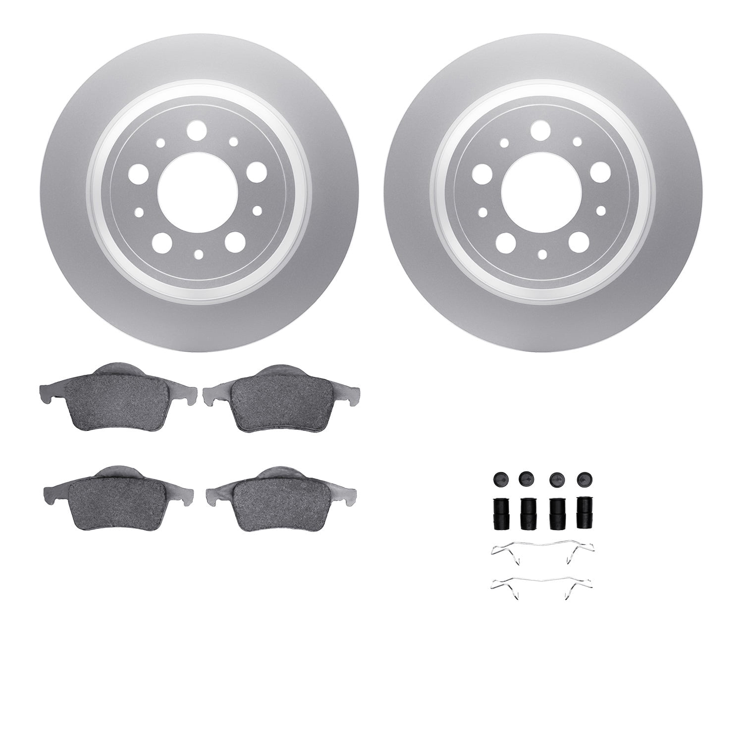 Dynamic Friction Company Rear Geospec Brake Rotors with 5000 Euro Ceramic Brake Pads includes Hardware 4612-27010
