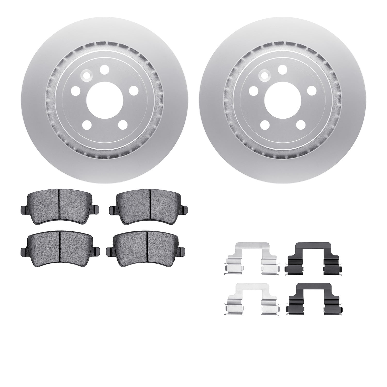 Dynamic Friction Company Rear Geospec Brake Rotors with 5000 Euro Ceramic Brake Pads includes Hardware 4612-27021