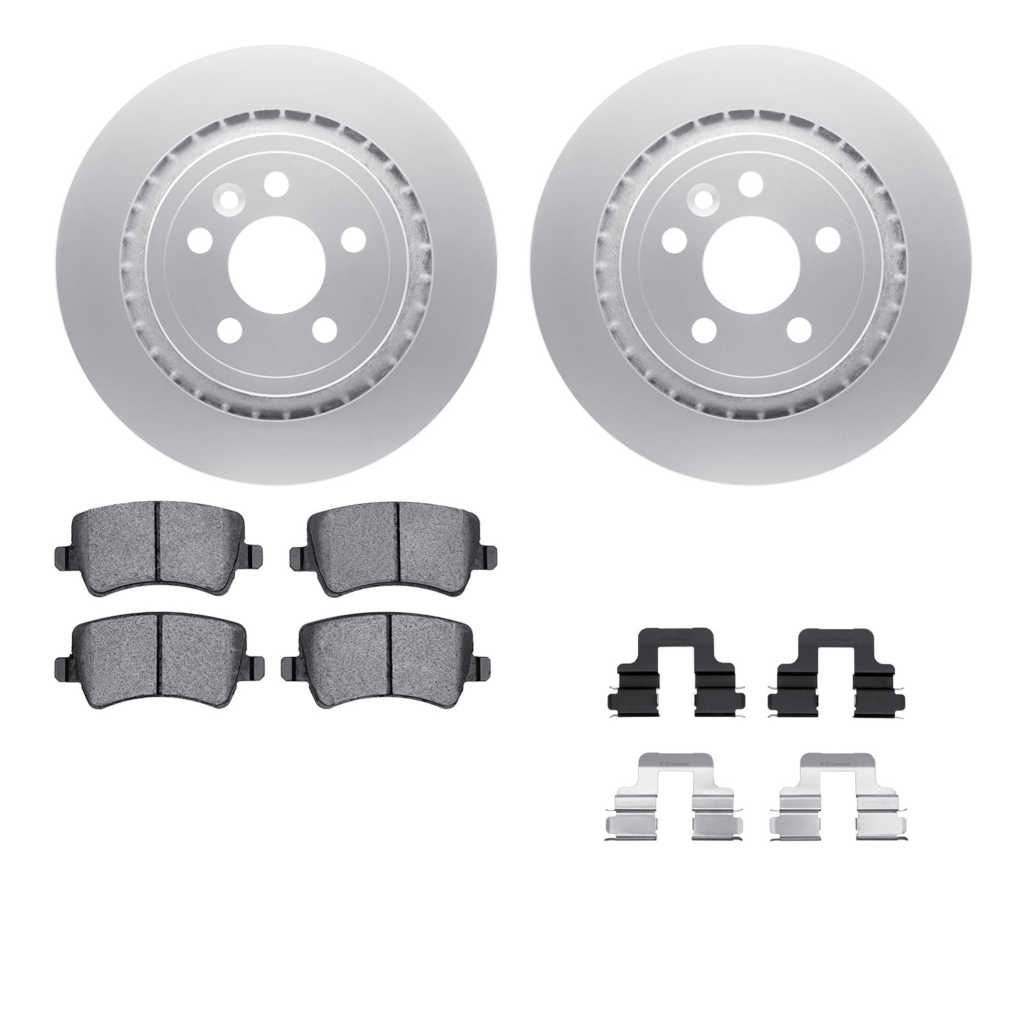 Dynamic Friction Company Rear Geospec Brake Rotors with 5000 Euro Ceramic Brake Pads includes Hardware 4612-27022