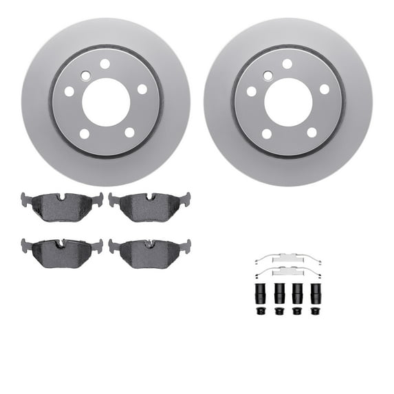 Dynamic Friction Company Rear Geospec Brake Rotors with 5000 Euro Ceramic Brake Pads includes Hardware 4612-31015