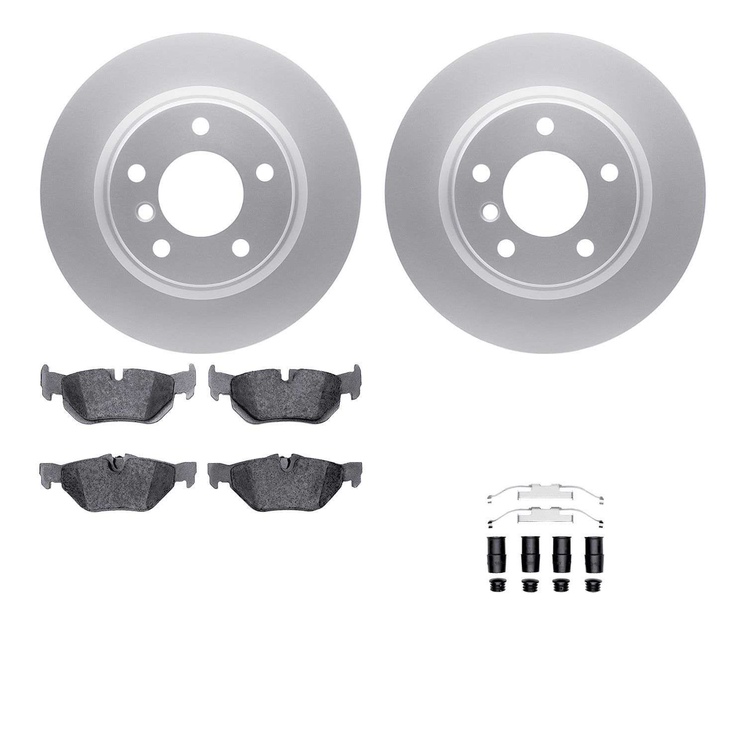 Dynamic Friction Company Rear Geospec Brake Rotors with 5000 Euro Ceramic Brake Pads includes Hardware 4612-31040